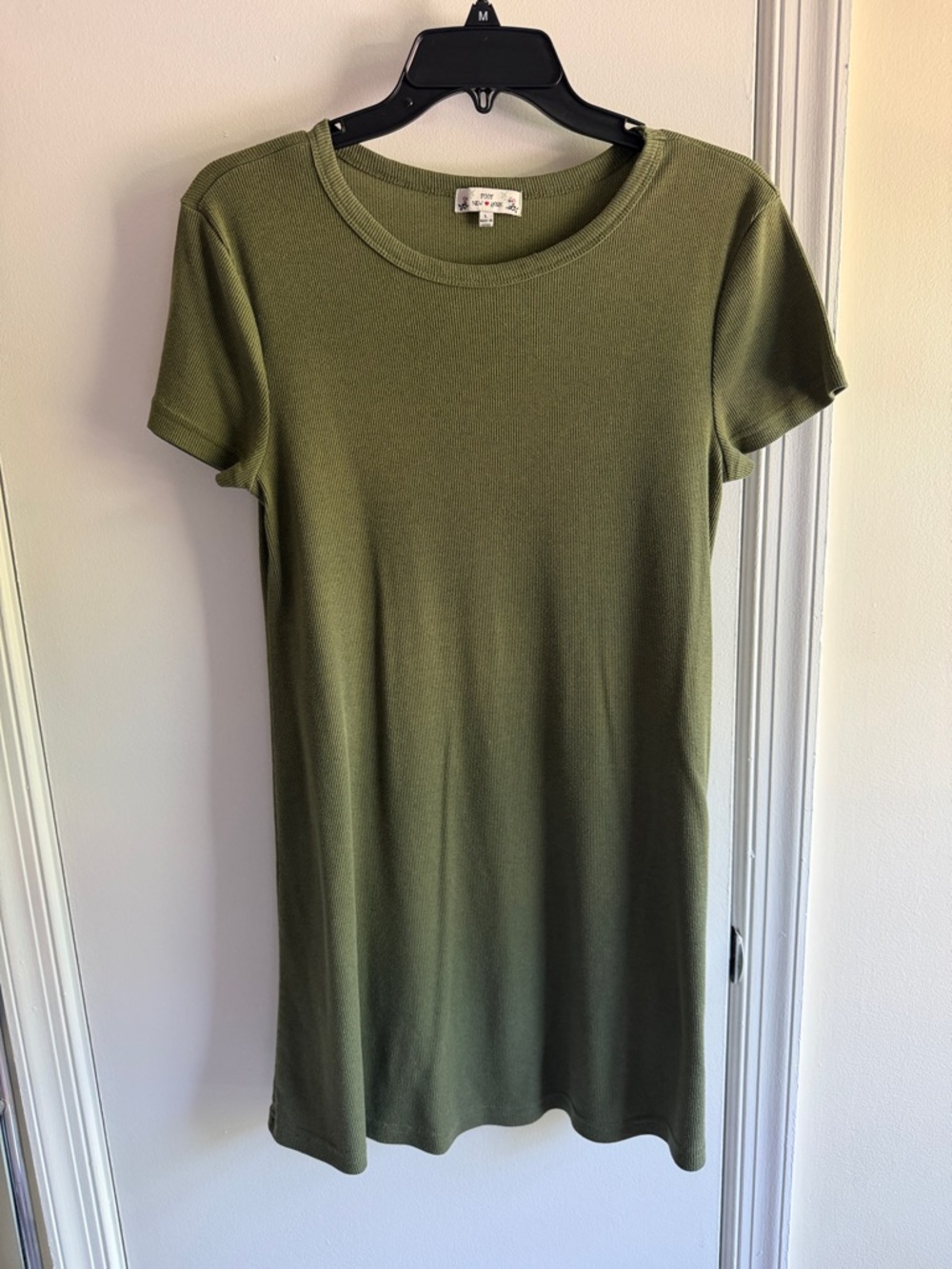 Olive Green Short-Sleeve Mini Dress